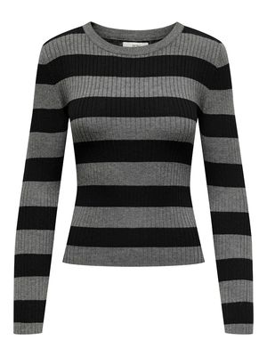 JDYPLUM L/S O-NECK PULLOVER KNT NOOS Dark Grey Melange/BL