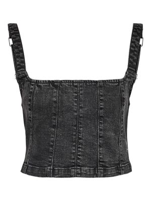 NMSISSEL S/L SQUARE NECK TOP VI495DG SK Dark Grey Denim