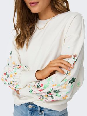 ONLBROOKE L/S O-NECK FLOWER SWT NOOS Cloud Dancer/SLEEVE
