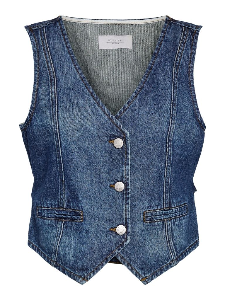NMSANJA DENIM WAISCOAT AZ382DB Dark Blue Denim