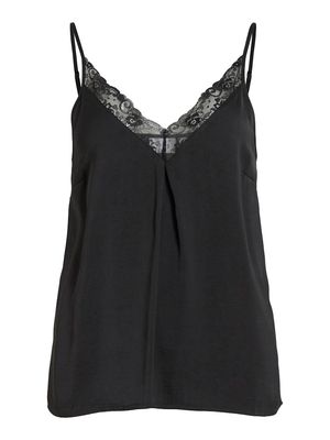 VICAVA V-NECK LACE SINGLET- NOOS Black