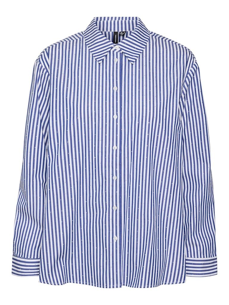 VMINGE STONE LS SHIRT WVN Snow White-Stripes blue