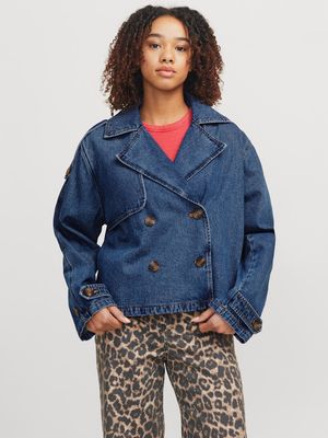 JXCARLIE SHORT LS DENIM TRENCHCOA DNM SN Medium Blue Denim