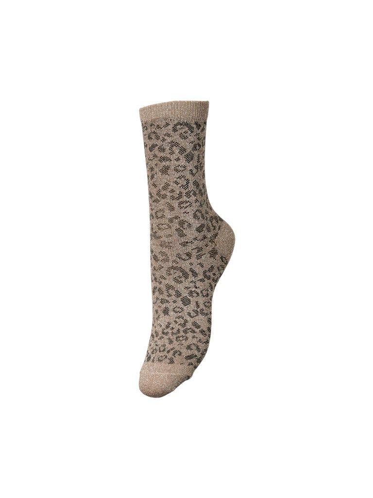 PCSEBBY GLITTER LONG AOP SOCKS NOOS Taupe Gray/BLACK