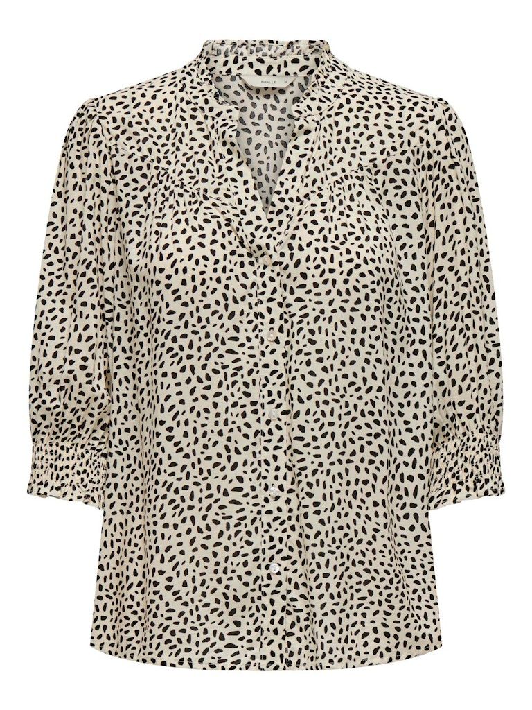 ONLRAYA 3/4 SHIRT WVN NOOS Cloud Dancer-BLACK GRAPHIC DOT