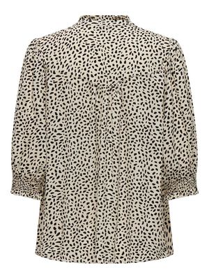 ONLRAYA 3/4 SHIRT WVN NOOS Cloud Dancer-BLACK GRAPHIC DOT