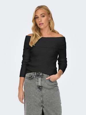 ONLKATIA LS OFF SHOULDER KNT NOOS Black