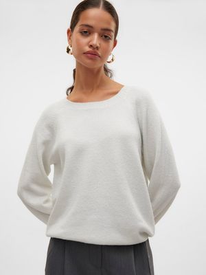 VMDOFFYSHINE LS O-NECK BLOUSE REP NOOS Snow White/W. SILVER