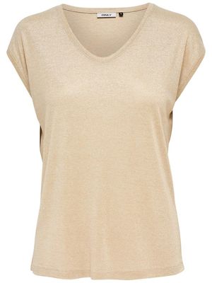 ONLSILVERY S/S V NECK LUREX TOP JRS NOOS Golden Yellow