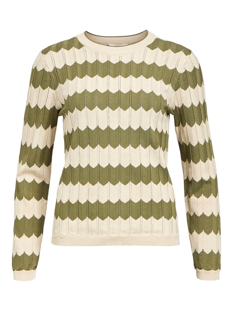 OBJEBBA L/S RE KNIT PULLOVER NOOS Sandshell-Capulet olive