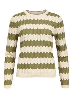 OBJEBBA L/S RE KNIT PULLOVER NOOS Sandshell-Capulet olive