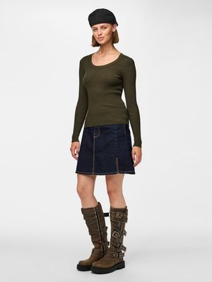 PCMIRA LS U-NECK KNIT NOOS BC Forest Night