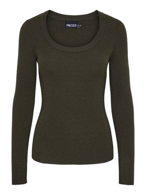 PCMIRA LS U-NECK KNIT NOOS BC Forest Night