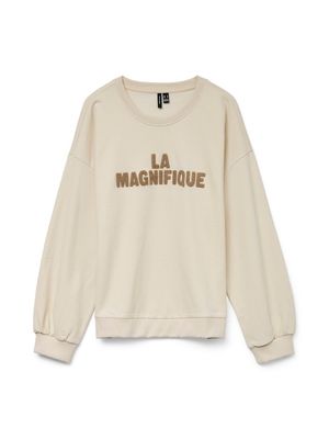 VMCLORA L/S O-NECK SWEAT JRS LCS Birch-CHENILLE EMB TEXT INDIAN