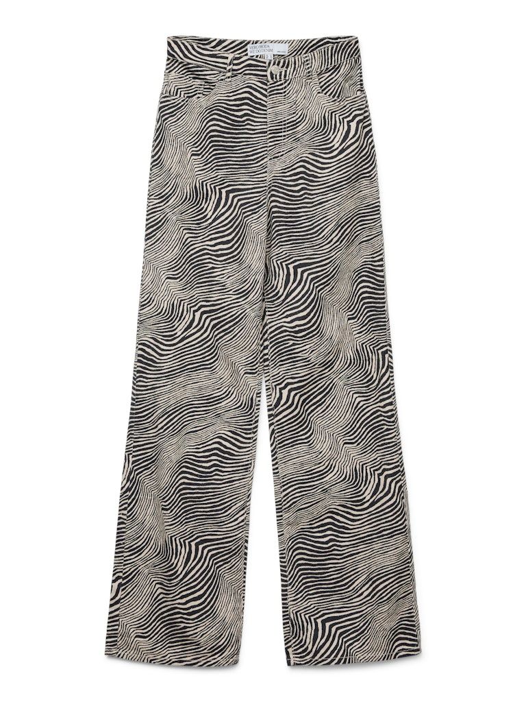 VMTESSA HR ZEBRA AOP WIDE JEANS Oatmeal-BLACK TILLA