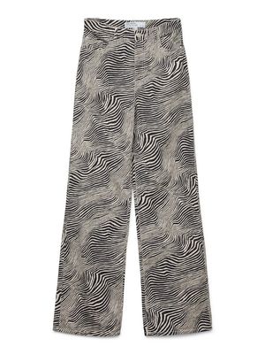 VMTESSA HR ZEBRA AOP WIDE JEANS Oatmeal-BLACK TILLA