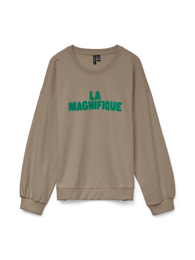 VMCLORA L/S O-NECK SWEAT JRS LCS Silver Mink-CHENILLE EMB TEXT