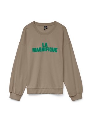 VMCLORA L/S O-NECK SWEAT JRS LCS Silver Mink-CHENILLE EMB TEXT