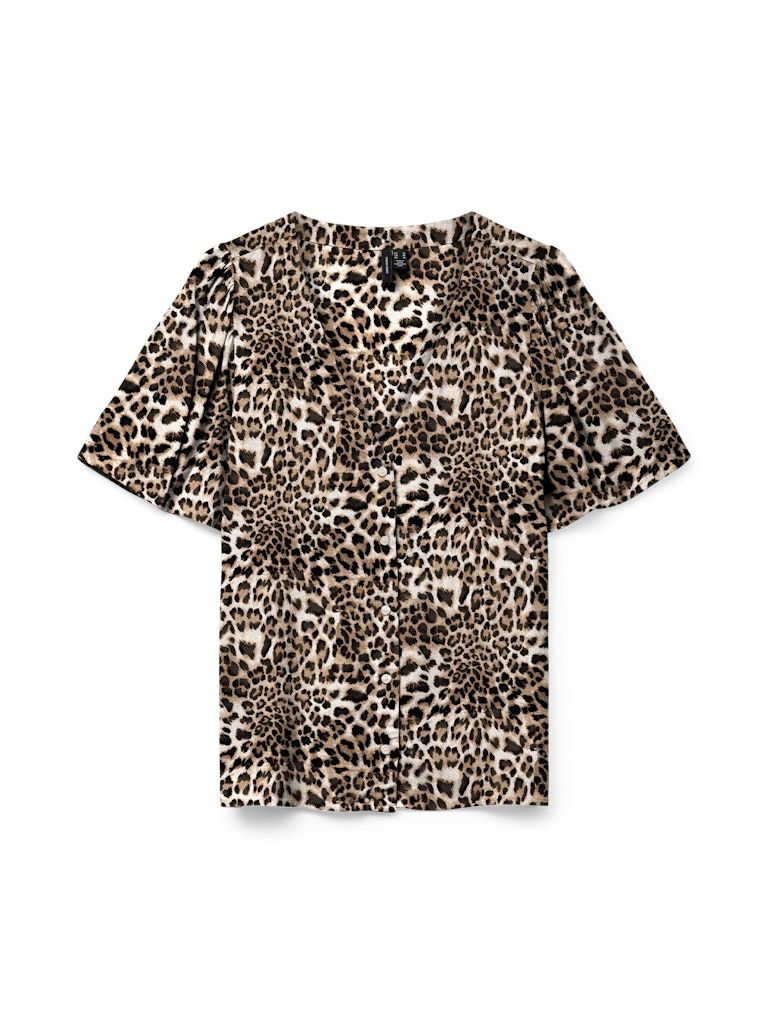 VMALBA SS V-NECK SHIRT WVN GA Tigers Eye/LEO