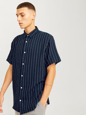 JORJOSHUA LOOSE WEAVE SHIRT SS Sky Captain//STRIPES