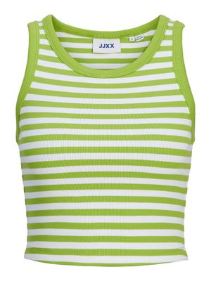 JXFALLON STR SL STRIPE RIB TOP JRS SN Bright White-PARROT GREEN