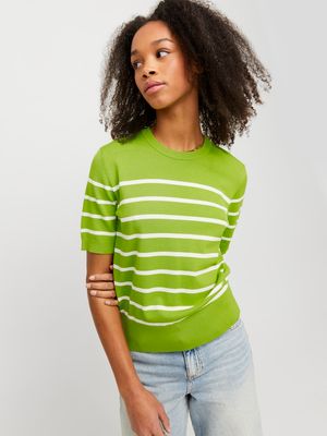JXLAYLA COMFY SS KNIT NOOS Parrot Green-Vanille Ice