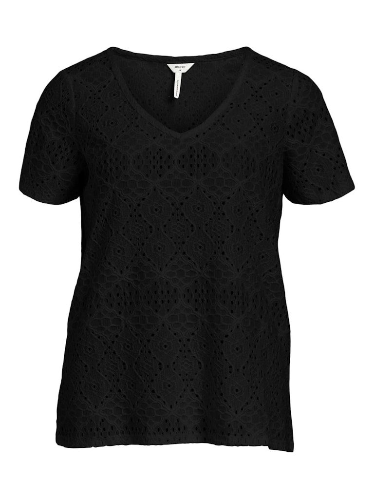 OBJFEODORA S/S V-NECK TOP NOOS Black