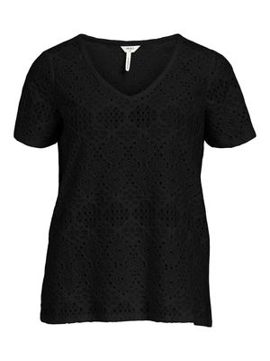OBJFEODORA S/S V-NECK TOP NOOS Black
