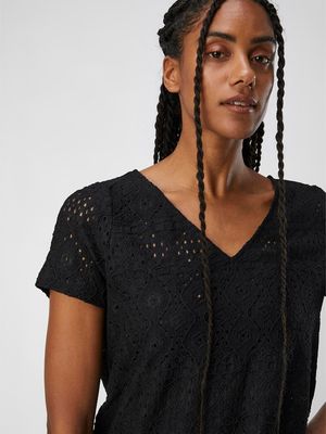 OBJFEODORA S/S V-NECK TOP NOOS Black