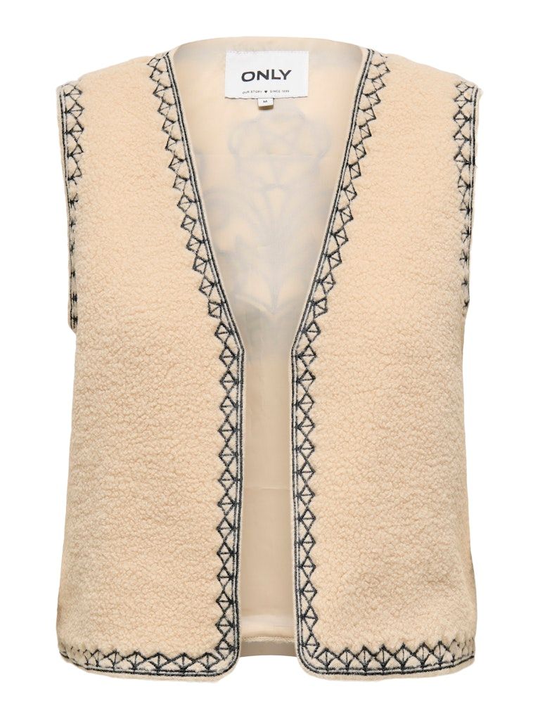 ONLSVEA TEDDY EMB. WAISTCOAT CS OTW Pumice Stone