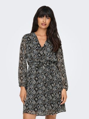 ONLCERA LIFE 3/4 SHORT DRESS WVN NOOS Black-SHANA GRAPHIC