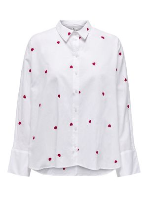 ONLNEW LINA GRACE LS EMB SHIRT NOOS WVN Bright White-HEART