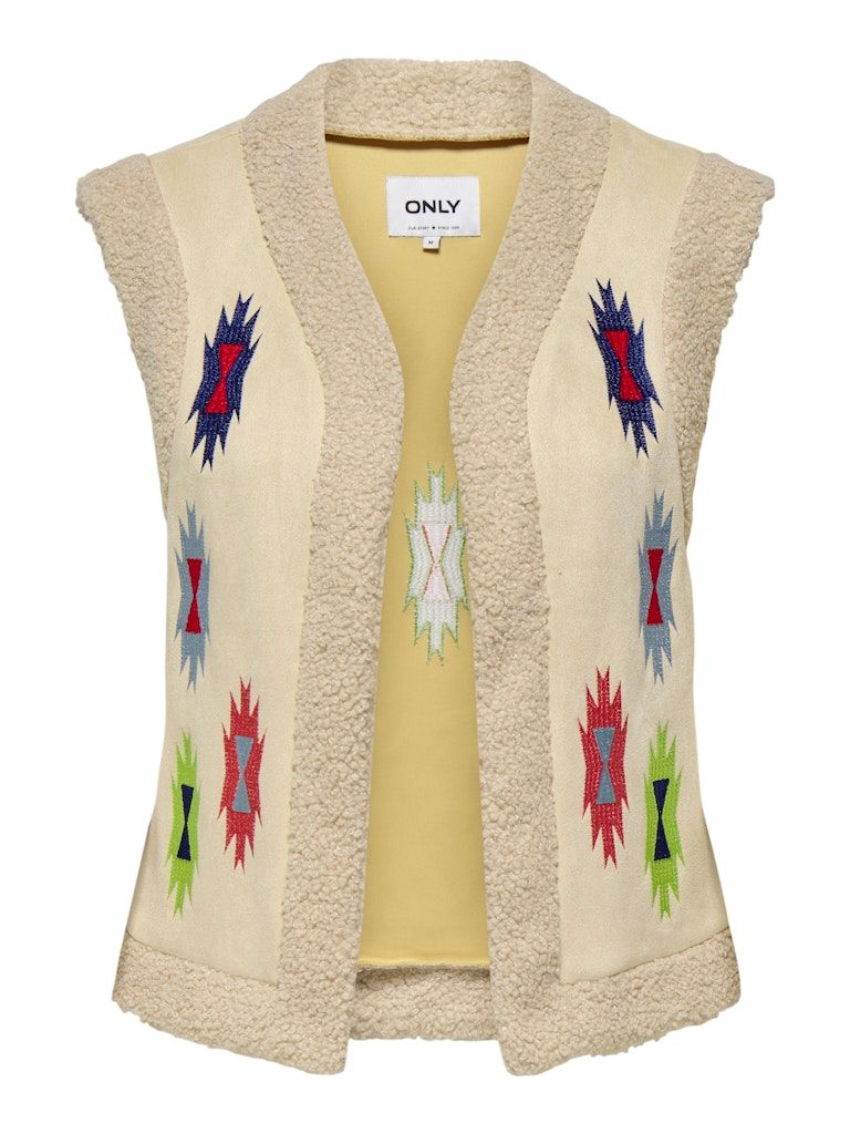 ONLFRIDA AZTEC EMB. WAISTCOAT CS OTW Pumice Stone-MULTI COLORS EMB