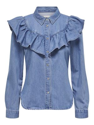 ONLINDIGO LS FRILL DNM SHIRT QYT NOOS Medium Blue Denim