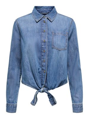 ONLSEVIGNY LECEY LS KNOT DNM SHIRT AKM Medium Blue Denim