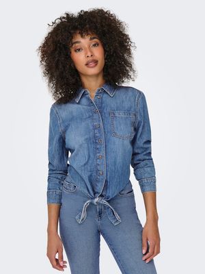 ONLSEVIGNY LECEY LS KNOT DNM SHIRT AKM Medium Blue Denim