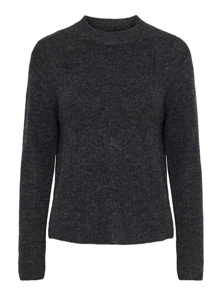PCELLEN LS O-NECK KNIT NOOS BC Dark Grey Melange