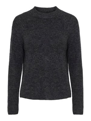 PCELLEN LS O-NECK KNIT NOOS BC Dark Grey Melange