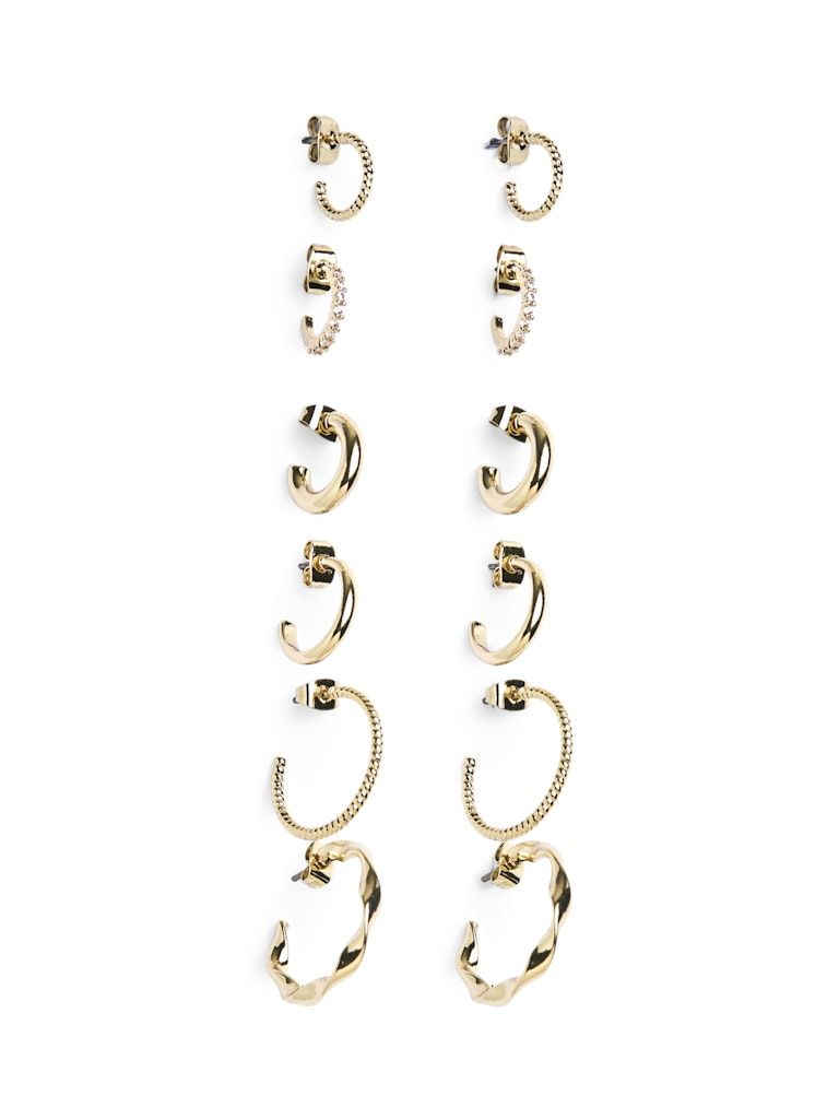 PCDIONA HOOP EARRINGS 6-PACK NOOS Gold Colour