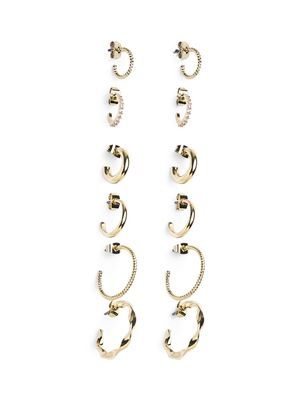 PCDIONA HOOP EARRINGS 6-PACK NOOS Gold Colour