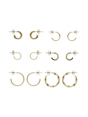 PCDIONA HOOP EARRINGS 6-PACK NOOS Gold Colour