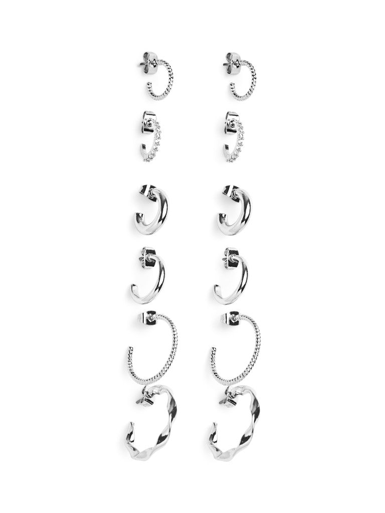 PCDIONA HOOP EARRINGS 6-PACK NOOS Silver Colour