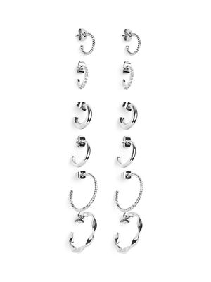 PCDIONA HOOP EARRINGS 6-PACK NOOS Silver Colour