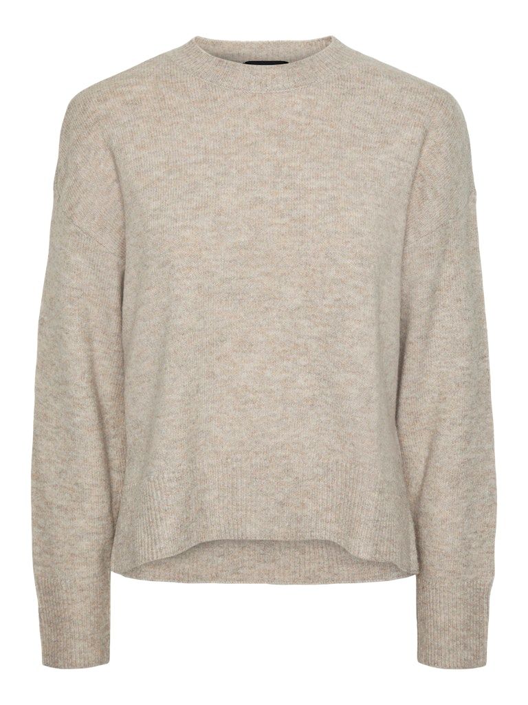 PCMALOU LS O-NECK KNIT NOOS BC Taupe Gray/MELANGE