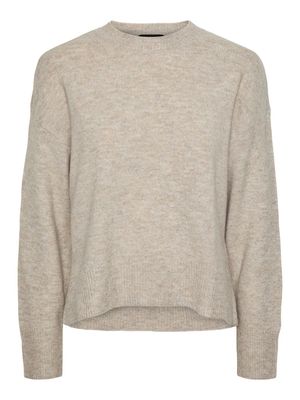 PCMALOU LS O-NECK KNIT NOOS BC Taupe Gray/MELANGE
