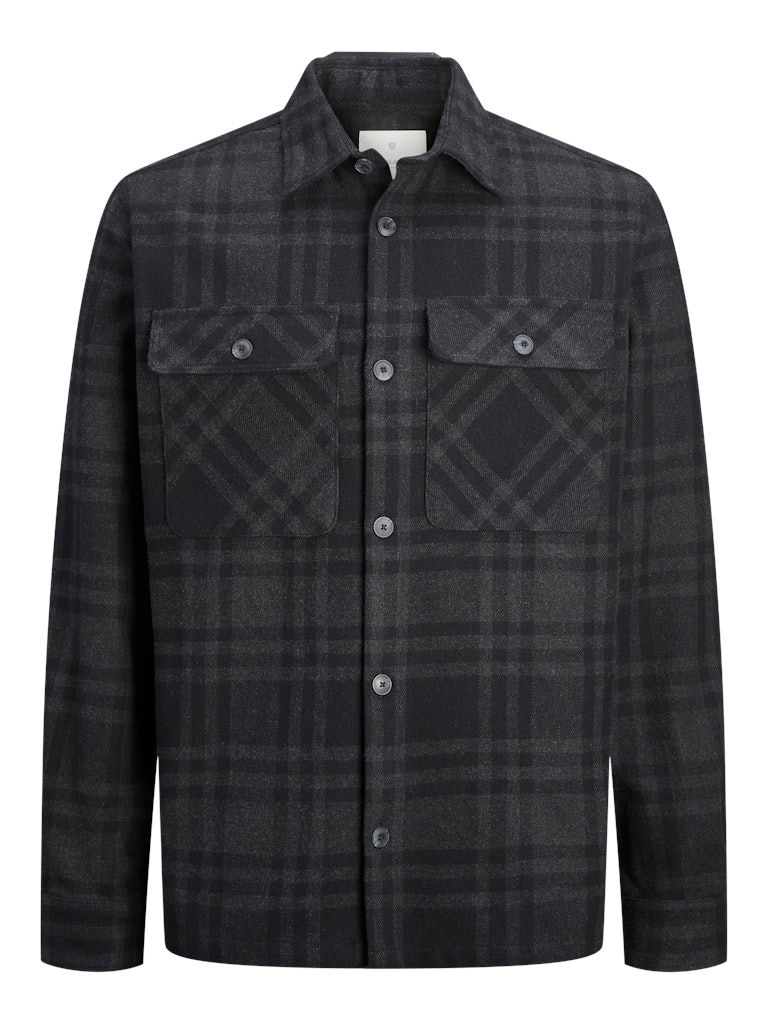 JPRRAYMOND MELANGE CHECK LS OVERSHIRT SN Black Beauty/COMFORT