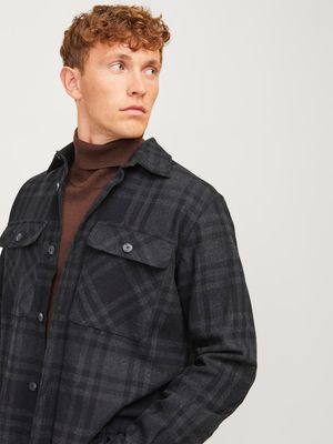JPRRAYMOND MELANGE CHECK LS OVERSHIRT SN Black Beauty/COMFORT