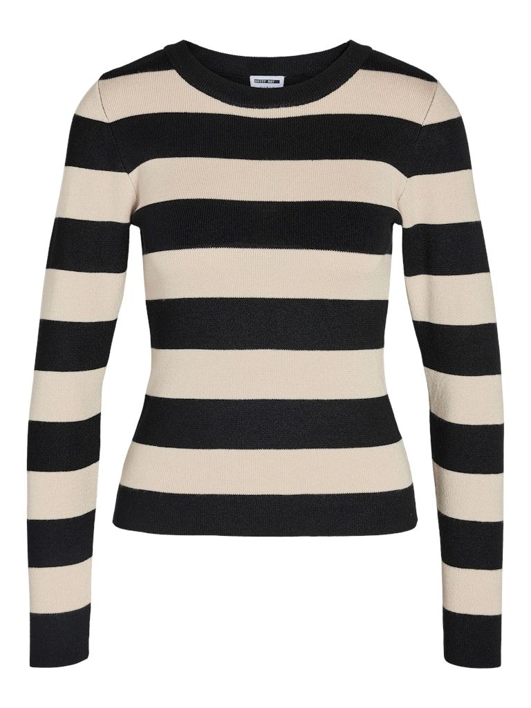 NMJAZ L/S O-NECK KNIT FWD Black/OATMEAL