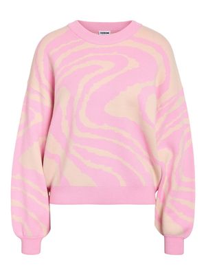 NMCHARLOTT L/S O-NECK KNIT FWD NOOS Bonbon/BIRCH SWIRL