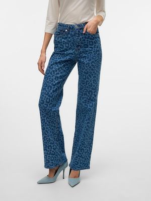 VMTESSA HR WIDE DNM LEO JEANS Medium Blue Denim-LACER LEO